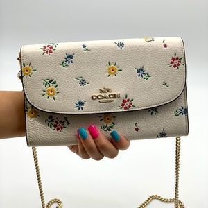 coach crossbody white with flowers